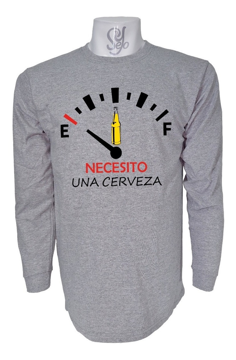 Polera De Hombre Manga Larga Medidor De Bencina Cerveza 3 Polera De Hombre Manga Larga Medidor De Bencina Cerveza