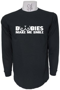 Polera De Hombre Manga Larga BOOBIES Makes Me Smile, Me Hacen Sonreir