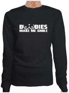 Polera De Mujer Manga Larga BOOBIES Makes Me Smile, Me Hacen Sonreir
