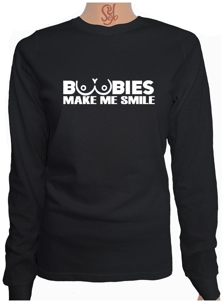 Polera De Mujer Manga Larga BOOBIES Makes Me Smile, Me Hacen Sonreir 1 Polera De Mujer Manga Larga BOOBIES Makes Me Smile, Me Hacen Sonreir