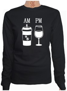 Polera De Mujer Manga Larga AM Café PM Vino, Vicios De Cada Dia