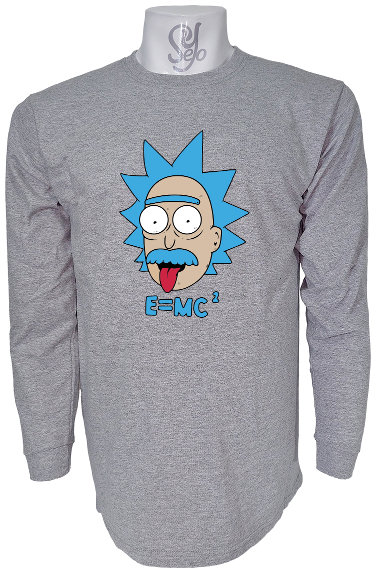 Polera De Hombre Manga Larga Rick Einstein, Rick And Morty 2 Polera De Hombre Manga Larga Rick Einstein, Rick And Morty