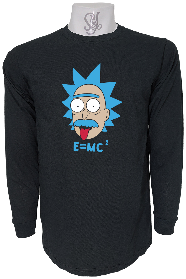 Polera De Hombre Manga Larga Rick Einstein, Rick And Morty 1 Polera De Hombre Manga Larga Rick Einstein, Rick And Morty