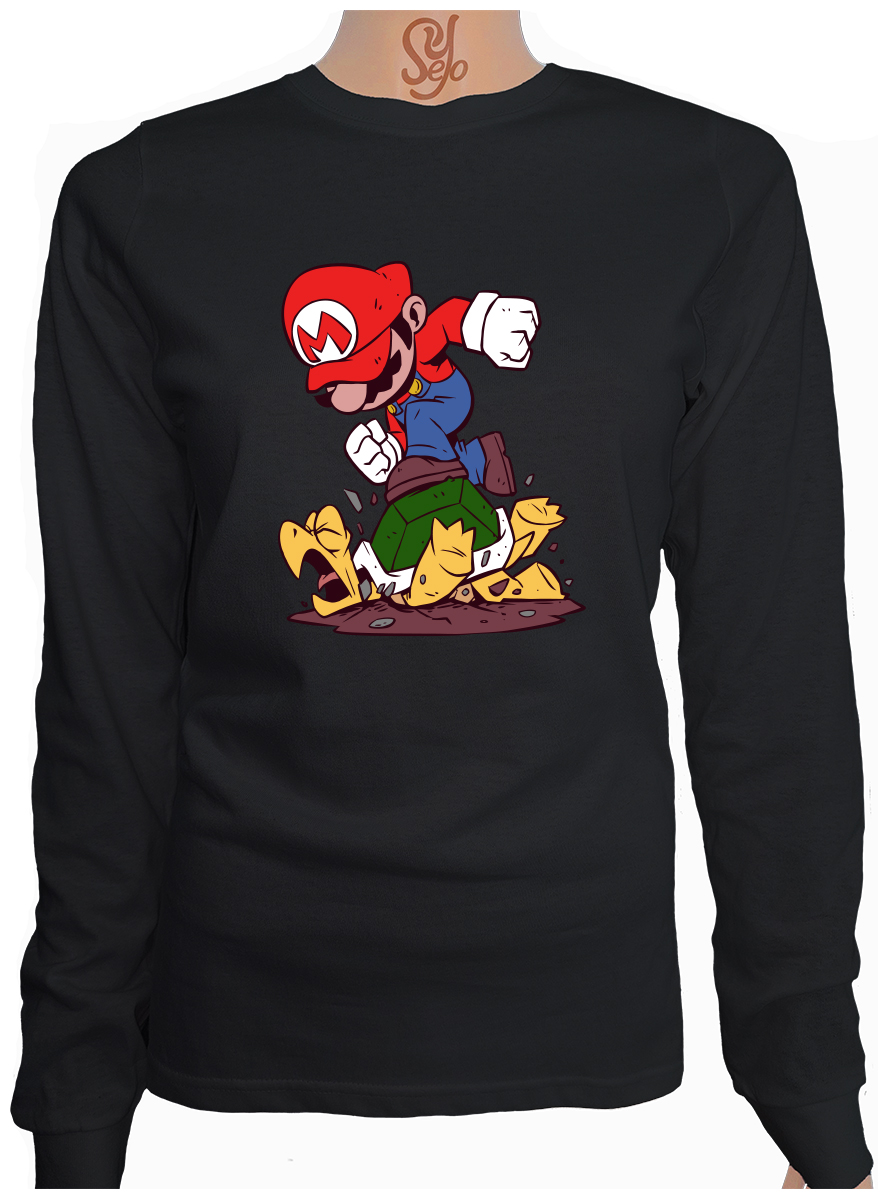 Polera De Mujer Manga Larga Mario Bros Vs Koopa Troopa 1 Polera De Mujer Manga Larga Mario Bros Vs Koopa Troopa