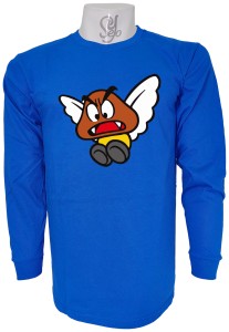 Polera De Hombre Manga Larga Goomba Alado juego Mario Bros