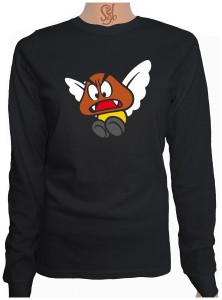 Polera De Mujer Manga Larga Goomba Alado juego Mario Bros