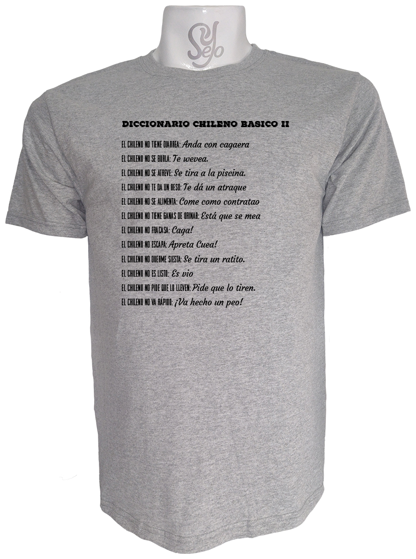 Polera de Hombre Diccionario Chileno Basico, TOMOS I y II 3 Polera de Hombre Diccionario Chileno Basico, TOMOS I y II