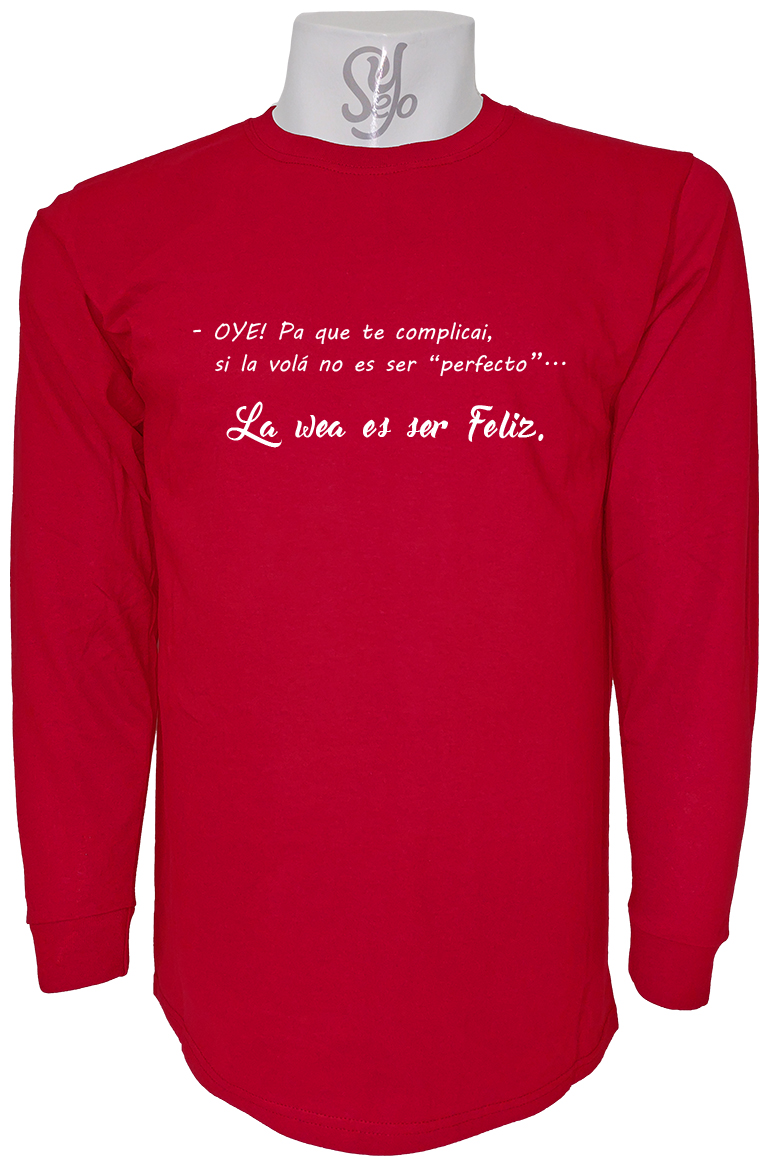 Polera De Hombre Manga Larga Con Frase: OYE Pa´que le complicai… 5 Polera De Hombre Manga Larga Con Frase: OYE Pa´que le complicai…