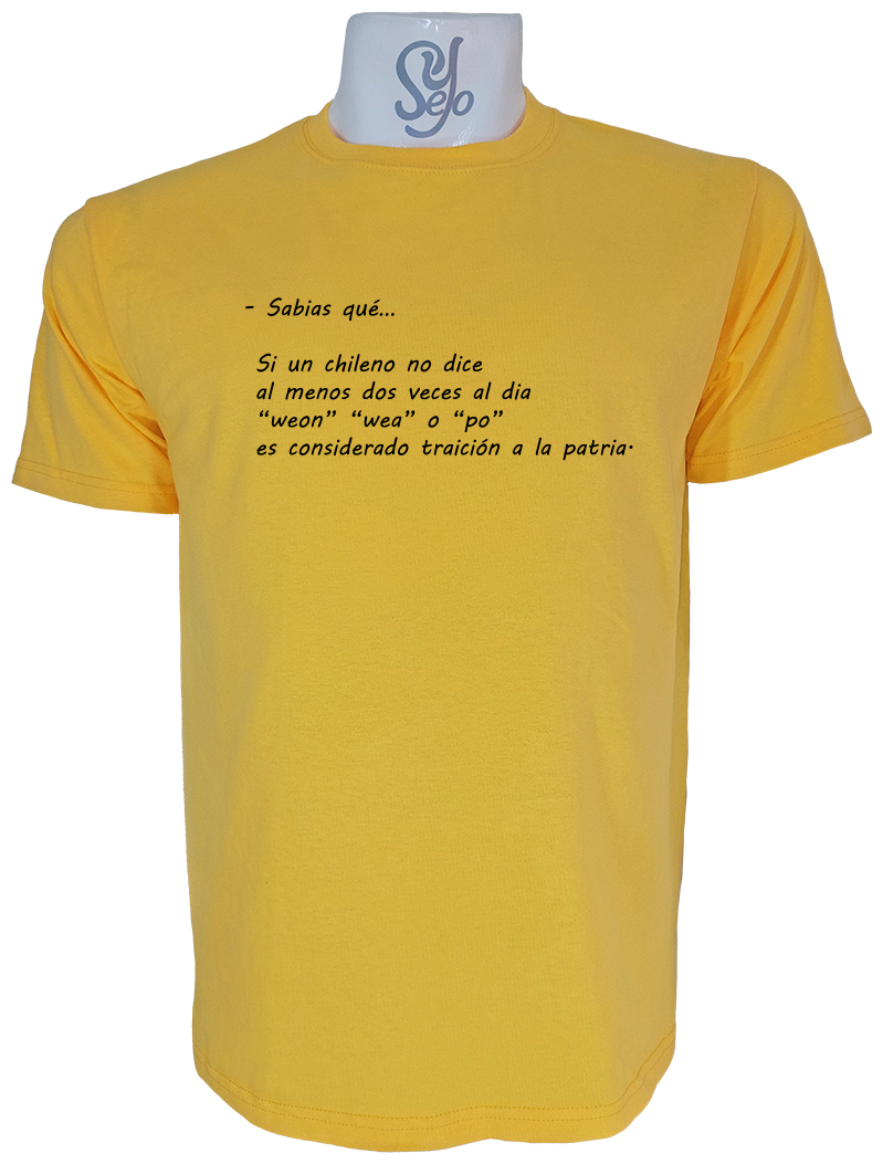 Polera de Hombre Frase: Sabias que, si un chileno. Polera de Hombre Frase: Sabias que, si un chileno..