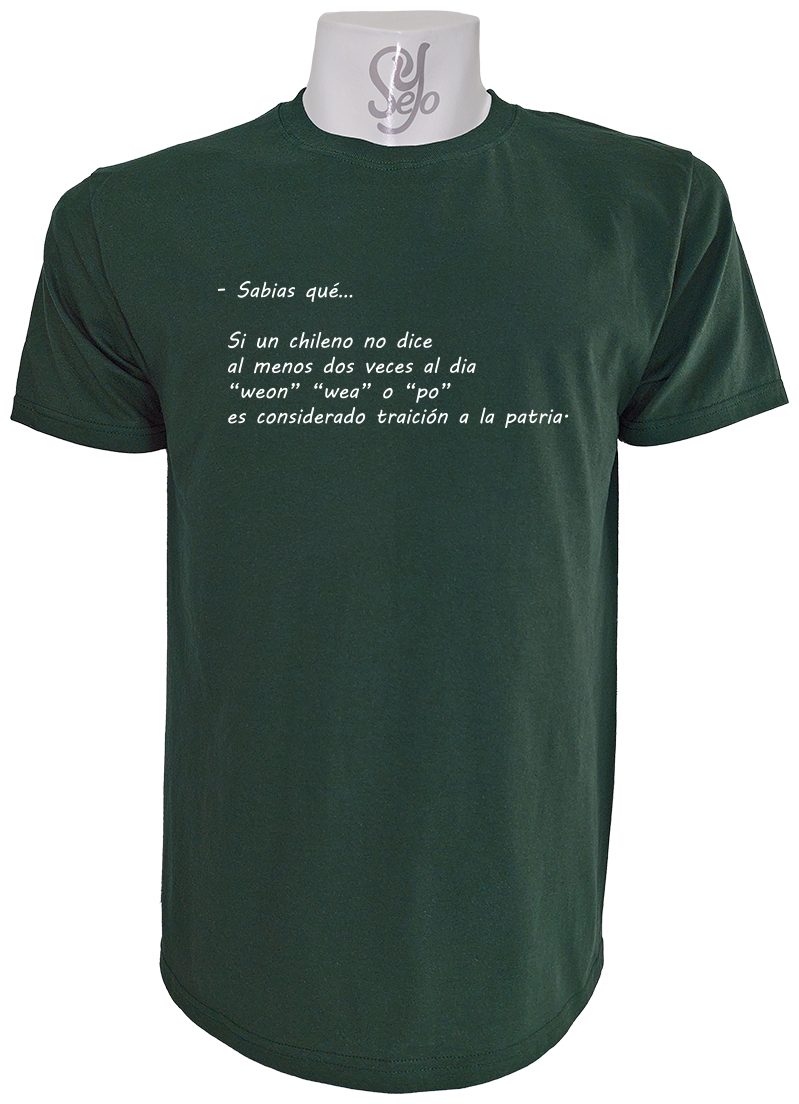 Polera de Hombre Frase: Sabias que, si un chileno. Polera de Hombre Frase: Sabias que, si un chileno..