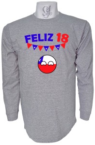 Polera De Hombre Manga Larga CountryBall Chile FELIZ 18