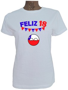 Polera De Mujer CountryBall Chile FELIZ 18