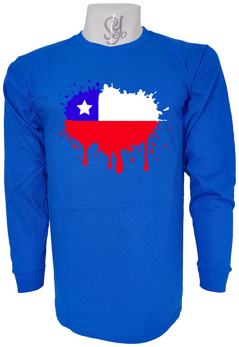 Polera De Hombre Manga Larga Bandera de Chile, 18 septiempre 4 Polera De Hombre Manga Larga Bandera de Chile, 18 septiempre