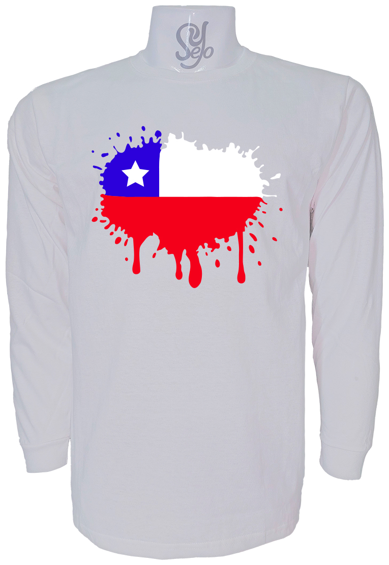 Polera De Hombre Manga Larga Bandera de Chile, 18 septiempre 3 Polera De Hombre Manga Larga Bandera de Chile, 18 septiempre