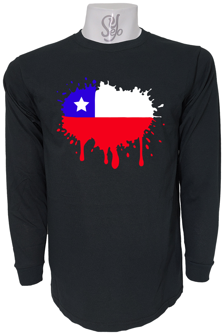 Polera De Hombre Manga Larga Bandera de Chile, 18 septiempre 1 Polera De Hombre Manga Larga Bandera de Chile, 18 septiempre