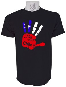 Polera de Hombre Bandera en mano, Viva Chile 18 septiempre