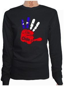 Polera De Mujer Manga Larga Bandera en mano, Viva Chile 18 septiempre