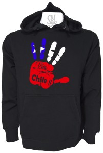 Poleron Con Capucha Bandera en mano, Viva Chile 18 septiempre