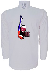Polera De Hombre Manga Larga Con Mapa y Vinito Chileno, 18 de septiembre