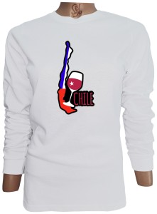 Polera De Mujer Manga Larga Con Mapa y Vinito Chileno, 18 de septiembre