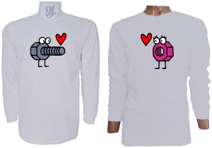 Polera Para Parejas Manga Larga Tornillo Y Tuerca Uno para el Otro Dia del Amor