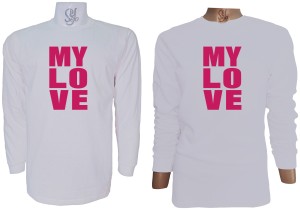 Polera Para Parejas Manga Larga MY LOVE Mi Amor dia del Amor