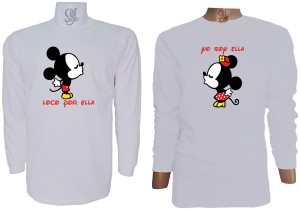 Polera Para Parejas Manga Larga Mickey y Minnie Enamorados Dia Del Amor