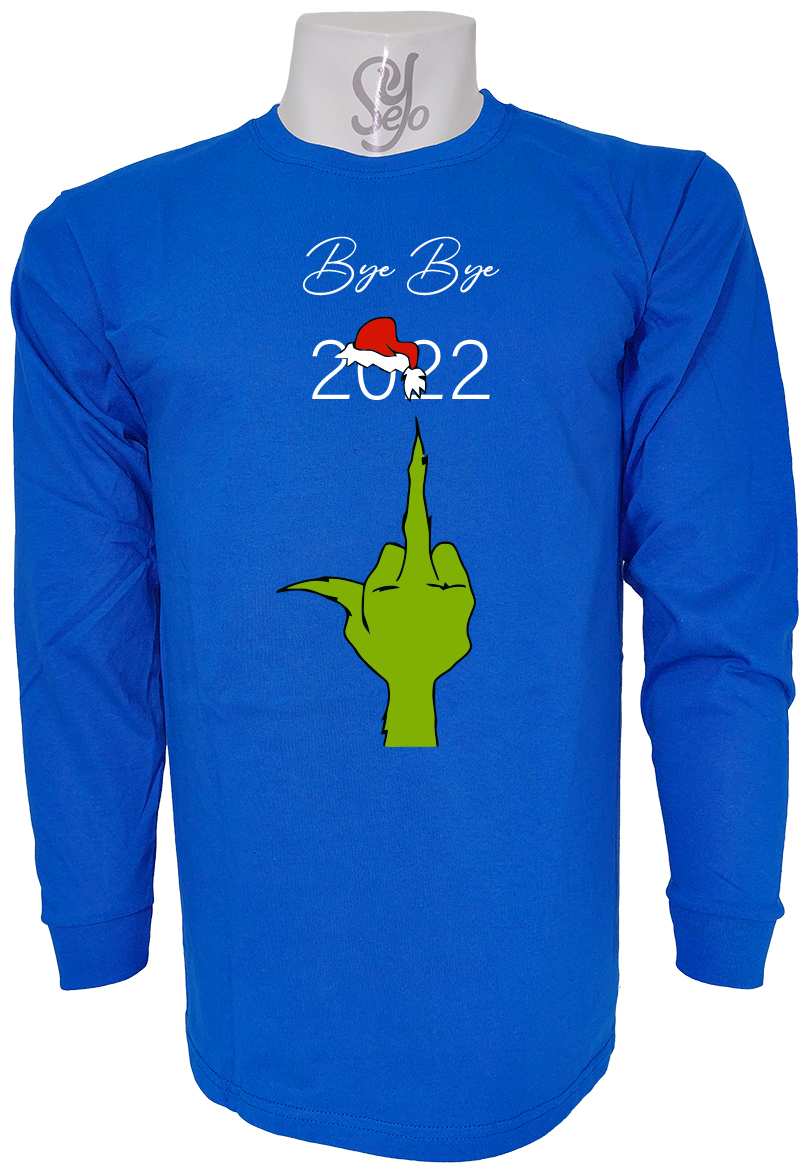 Polera De Hombre Manga Larga Grinch bye bye 2022 4 Polera De Hombre Manga Larga Grinch bye bye 2022