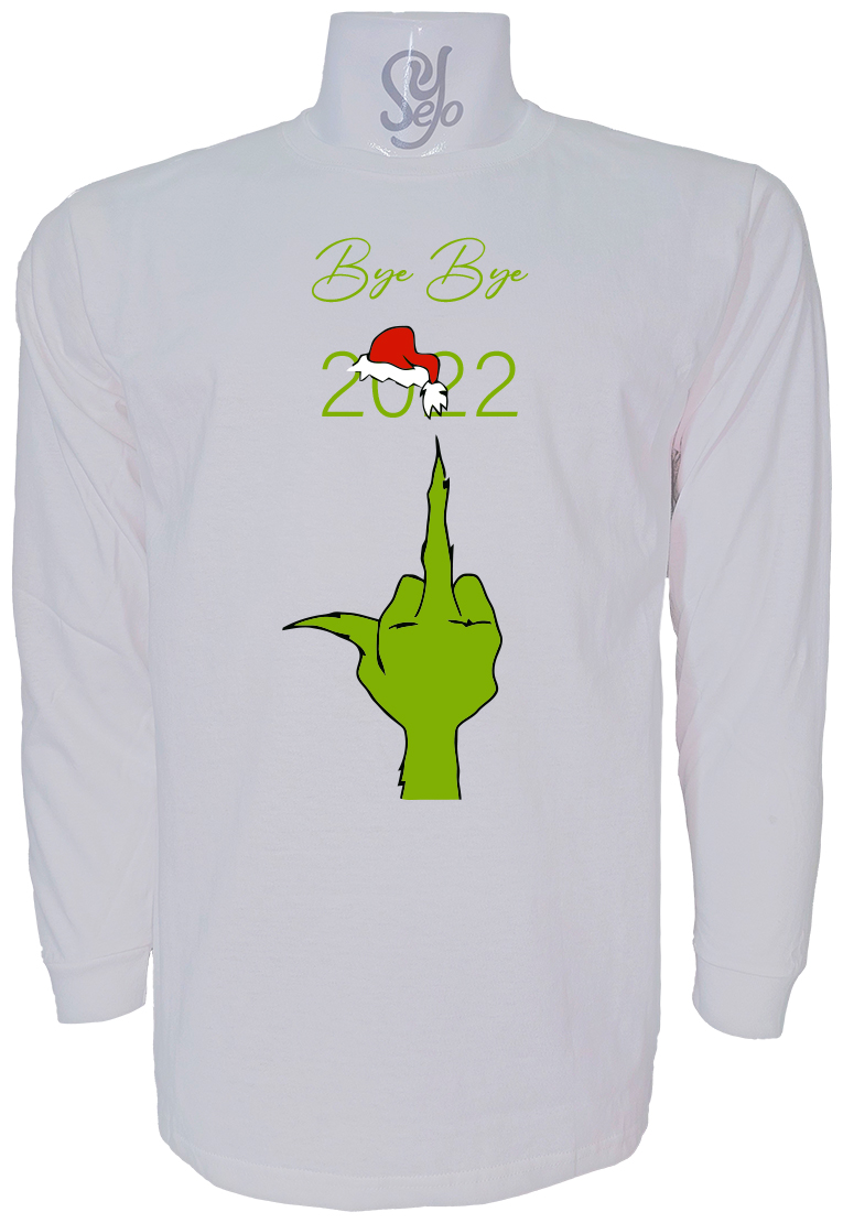 Polera De Hombre Manga Larga Grinch bye bye 2022 1 Polera De Hombre Manga Larga Grinch bye bye 2022