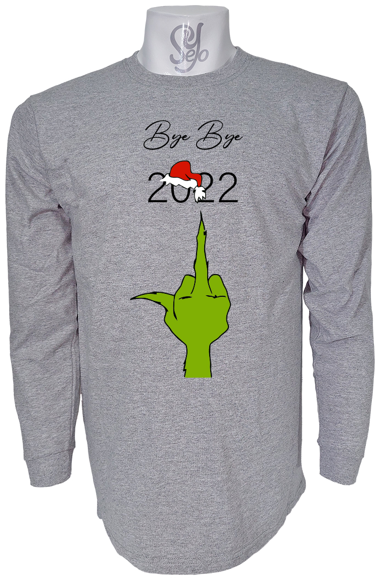 Polera De Hombre Manga Larga Grinch bye bye 2022 2 Polera De Hombre Manga Larga Grinch bye bye 2022