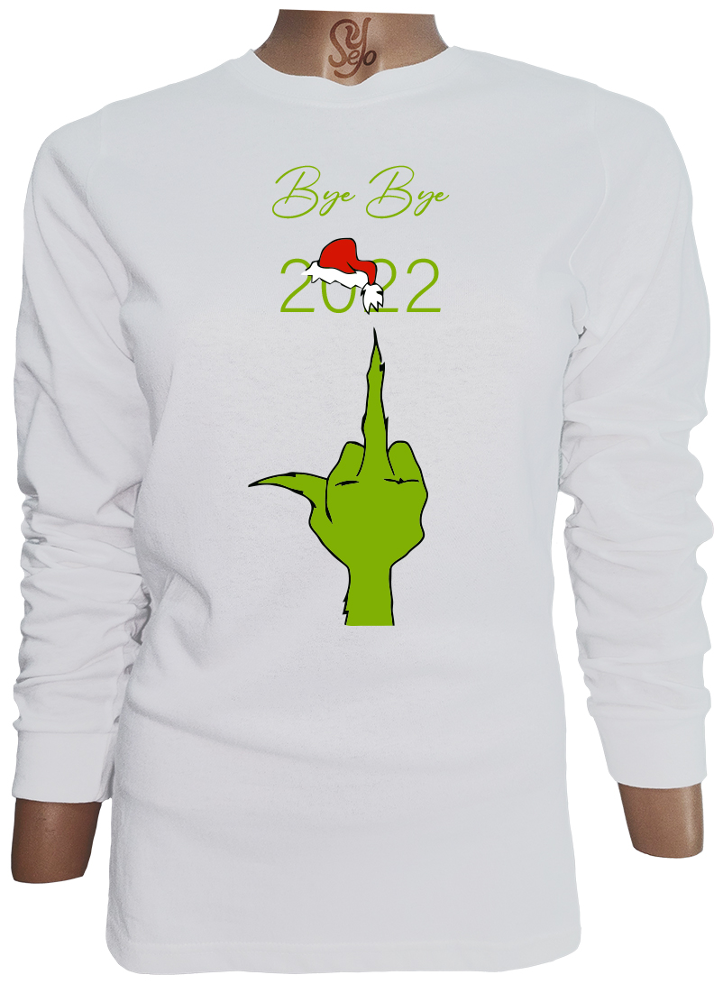 Polera De Mujer Manga Larga Grinch bye bye 2022 1 Polera De Mujer Manga Larga Grinch bye bye 2022
