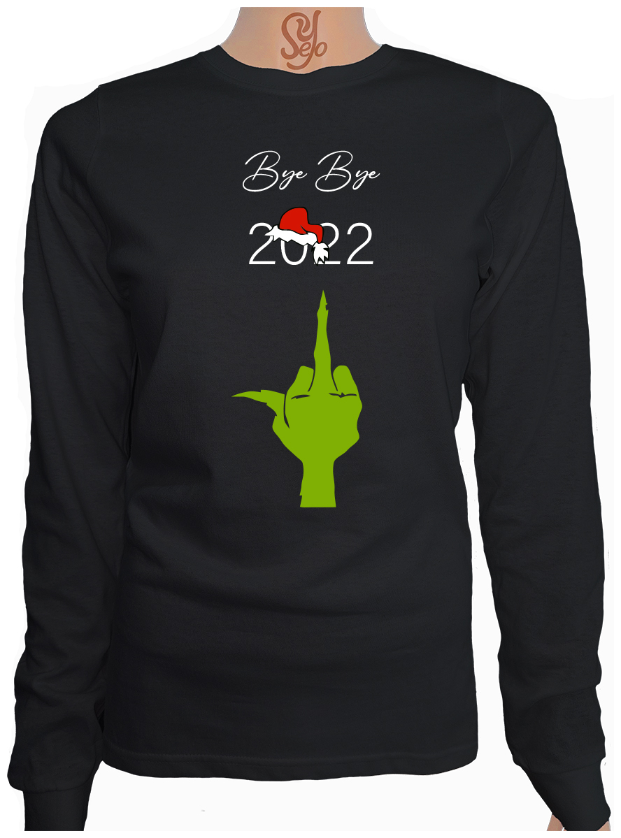 Polera De Mujer Manga Larga Grinch bye bye 2022 2 Polera De Mujer Manga Larga Grinch bye bye 2022