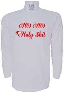 Polera De Hombre Manga Larga Ho Ho Holy Shit navideño