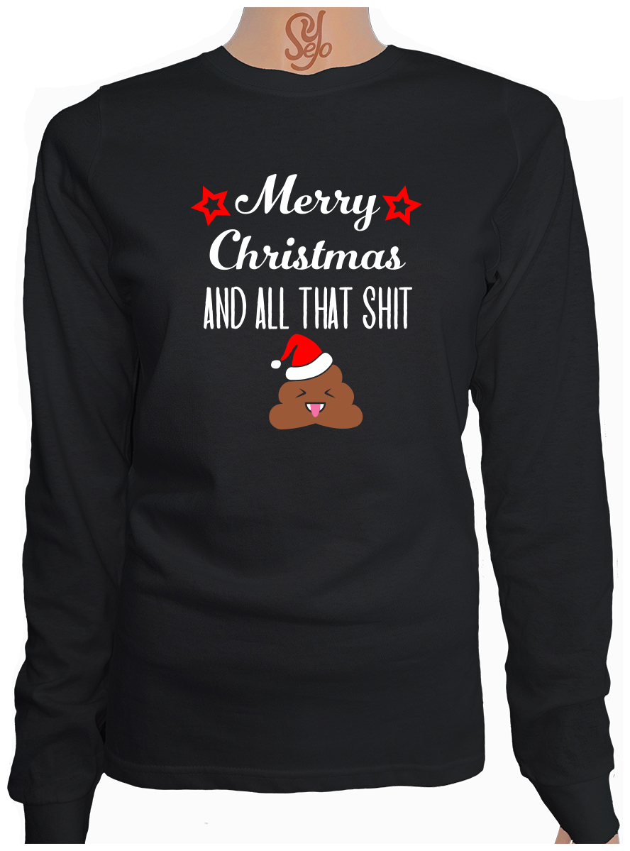 Polera De Mujer Manga Larga Merry Christmas an all that shit, Feliz Navidad y toda esa mierda 3 Polera De Mujer Manga Larga Merry Christmas an all that shit, Feliz Navidad y toda esa mierda