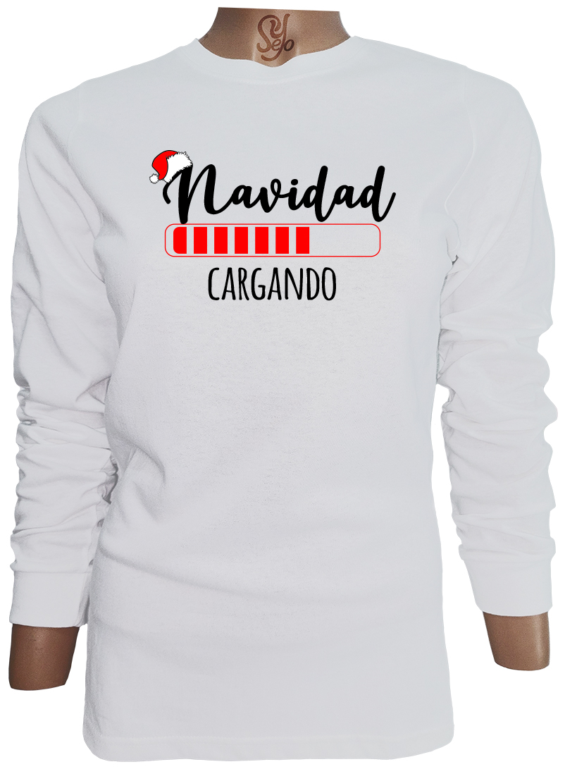 Polera De Mujer Manga Larga Navidad Cargando falta muy poco 1 Polera De Mujer Manga Larga Navidad Cargando falta muy poco