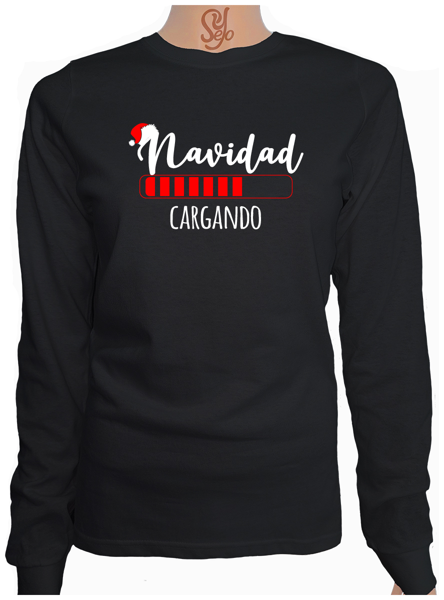 Polera De Mujer Manga Larga Navidad Cargando falta muy poco 2 Polera De Mujer Manga Larga Navidad Cargando falta muy poco