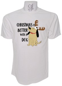 Polera de Hombre christmas is better with a dog