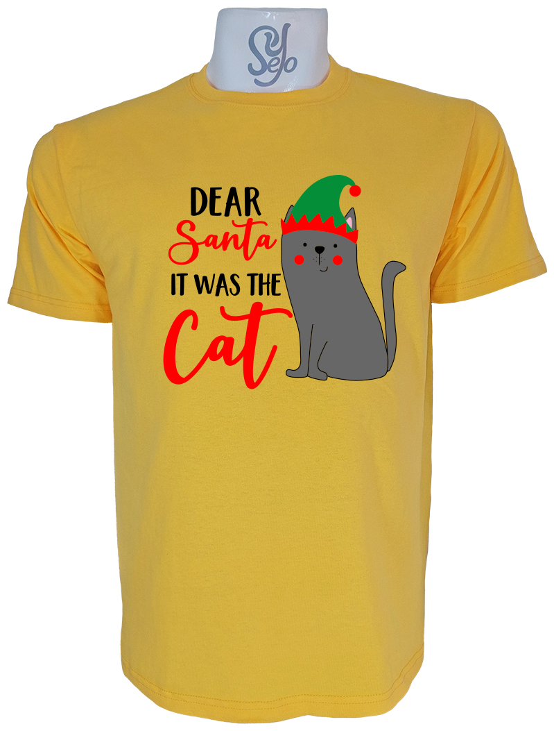 Polera de Hombre Dear santa it was the cat 7 Polera de Hombre Dear santa it was the cat
