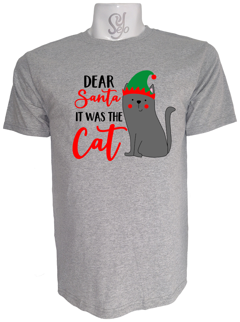 Polera de Hombre Dear santa it was the cat 3 Polera de Hombre Dear santa it was the cat