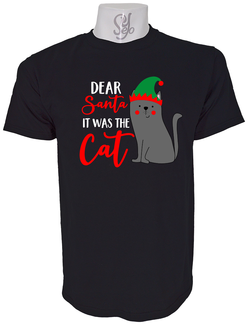 Polera de Hombre Dear santa it was the cat 4 Polera de Hombre Dear santa it was the cat