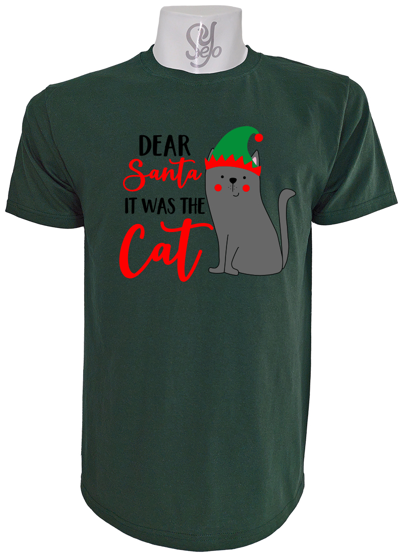 Polera de Hombre Dear santa it was the cat 8 Polera de Hombre Dear santa it was the cat