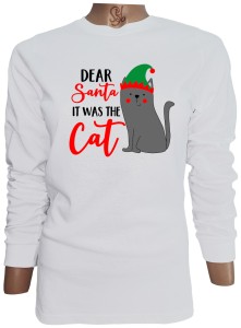 Polera De Mujer Manga Larga Dear santa it was the cat