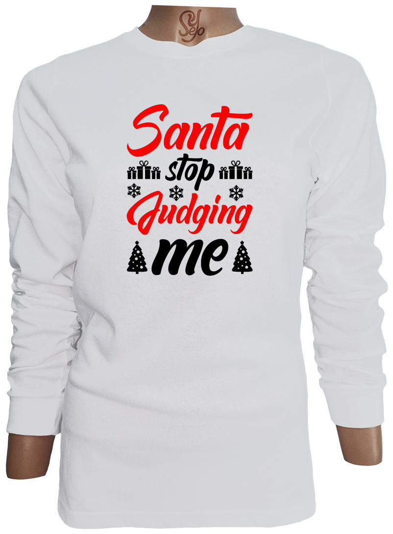 Polera De Mujer Manga Larga Santa stop judging me 1 Polera De Mujer Manga Larga Santa stop judging me
