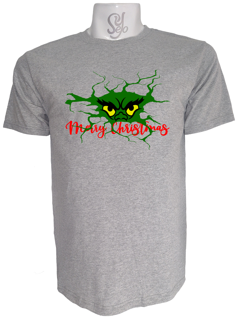 Polera de Hombre Ojos del grinch feliz Navidad 3 Polera de Hombre Ojos del grinch feliz Navidad