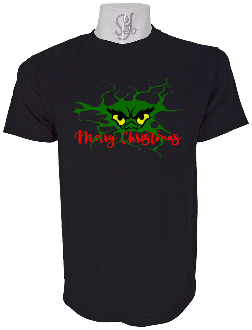 Polera de Hombre Ojos del grinch feliz Navidad 1 Polera de Hombre Ojos del grinch feliz Navidad