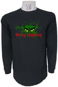 Polera De Hombre Manga Larga Ojos del grinch feliz Navidad
