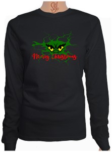 Polera De Mujer Manga Larga Ojos del grinch feliz Navidad