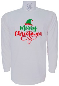 Polera De Hombre Manga Larga Merry christmas Feliz Navidad