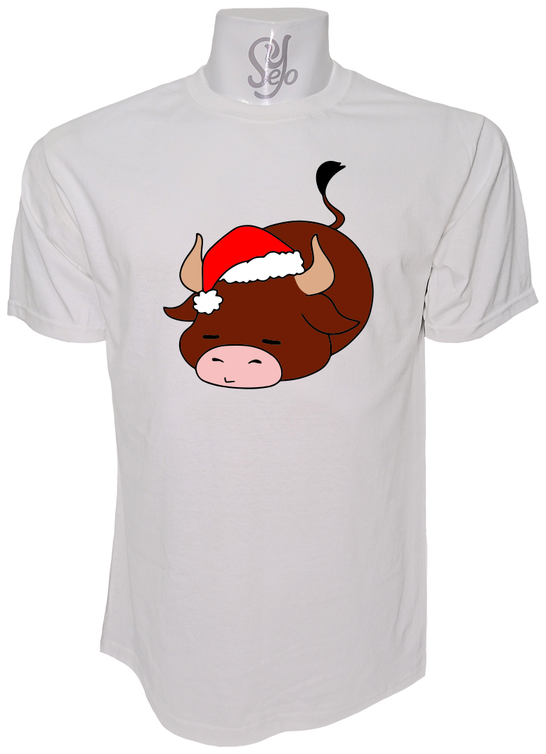 Polera de Hombre Vaca navideña dormida 1 Polera de Hombre Vaca navideña dormida