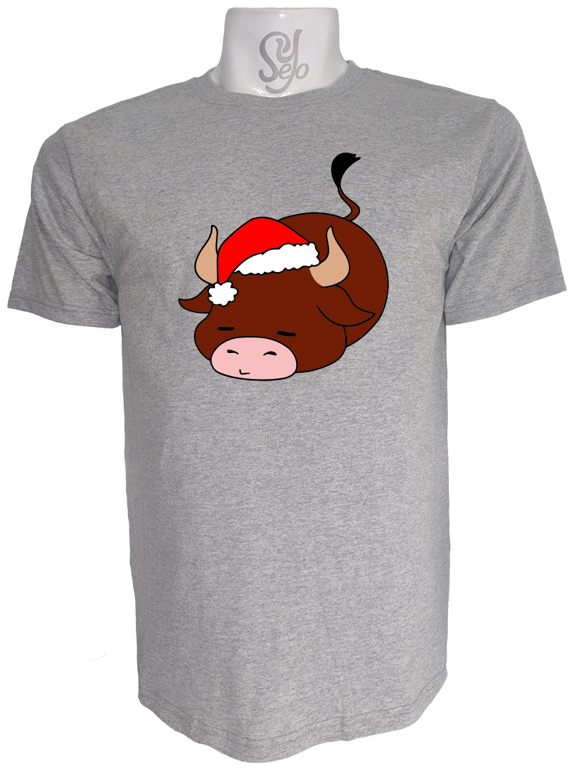Polera de Hombre Vaca navideña dormida 3 Polera de Hombre Vaca navideña dormida